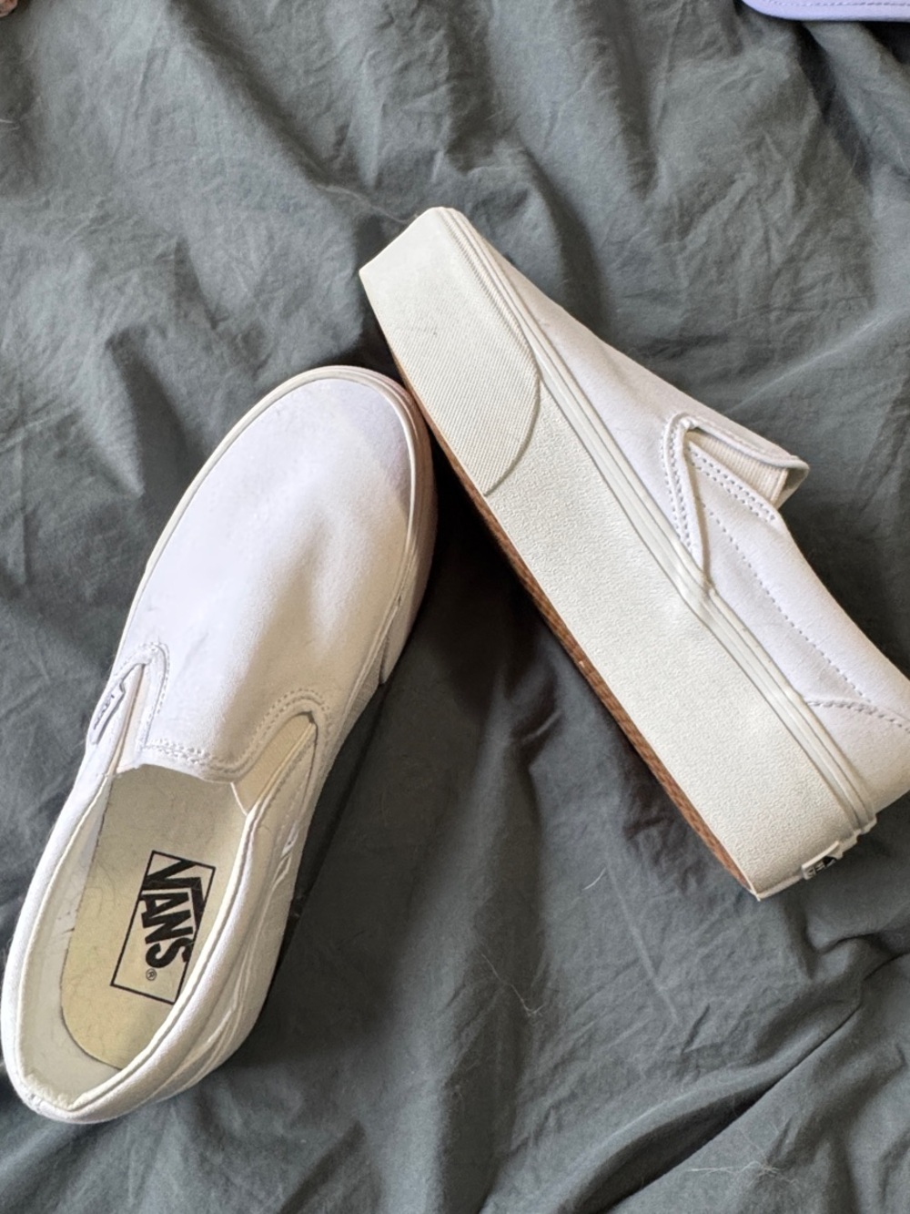 Vans White Canvas Slip-On Loafers